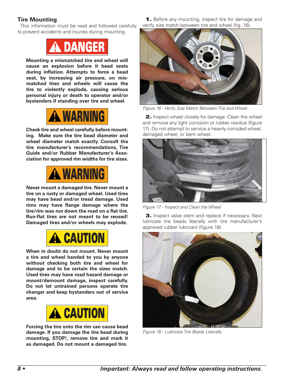Warning, Danger, Caution | COATS 7xxx Series Tire Changer User Manual | Page 12 / 32