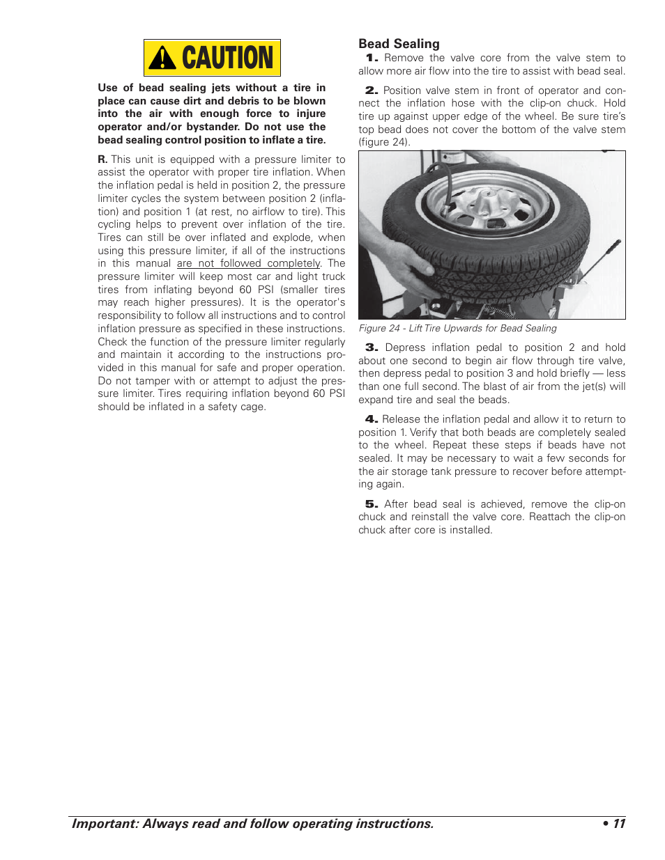 Caution | COATS 7xxx Series Tire Changer User Manual | Page 15 / 32