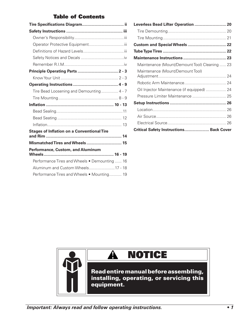 COATS 7xxx Series Tire Changer User Manual | Page 5 / 32