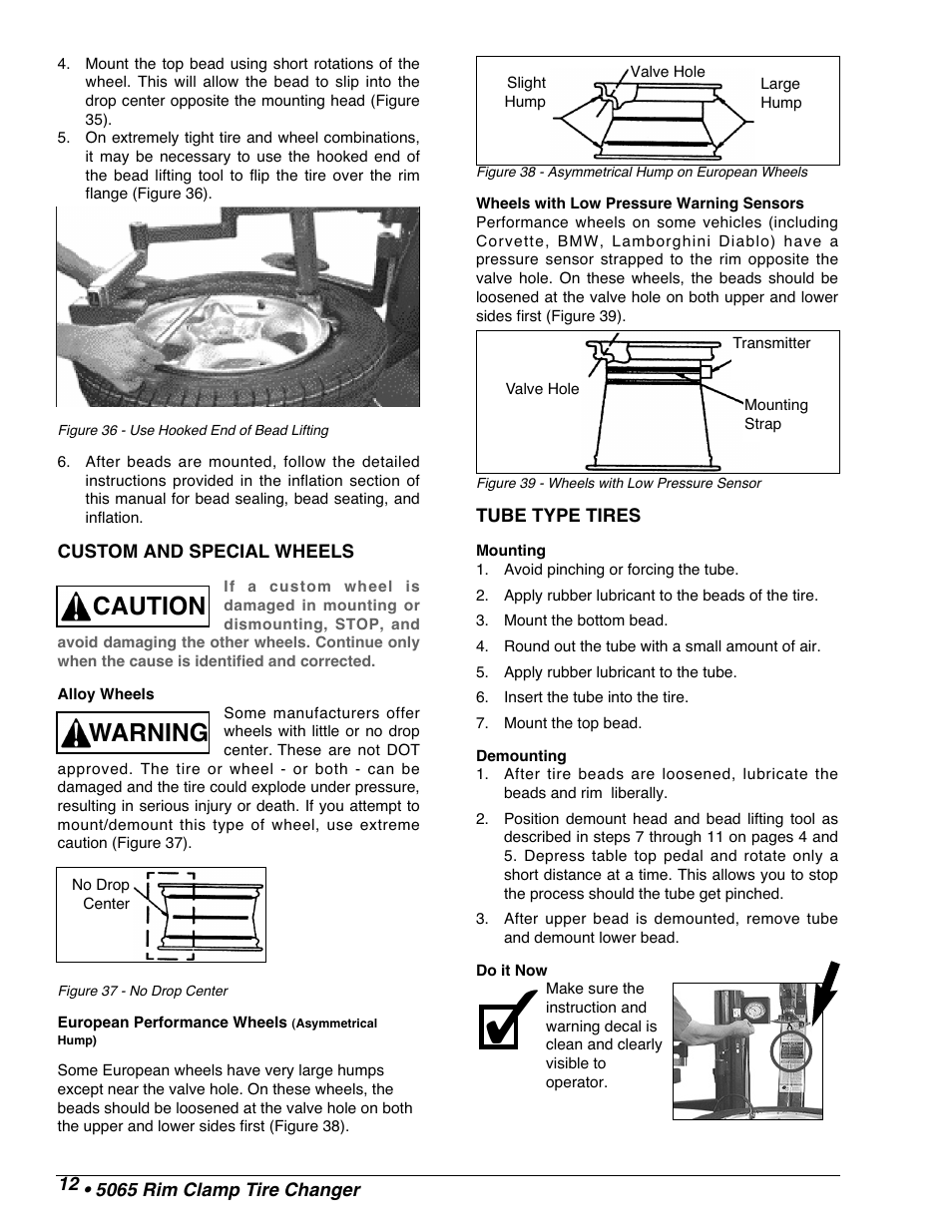 Caution warning | COATS 9010 AX/EX Tire Changer User Manual | Page 14 / 20