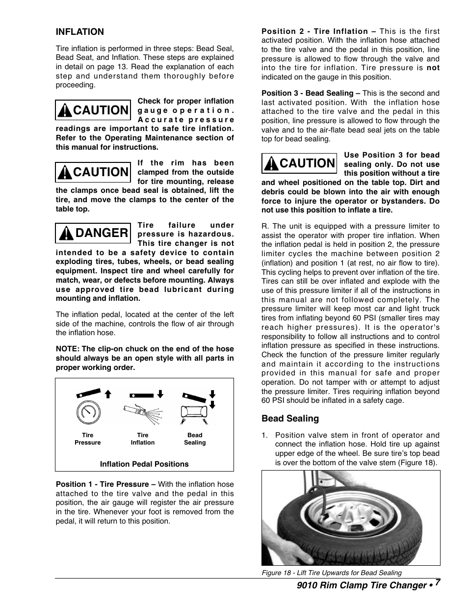 Caution, Caution danger caution | COATS 9010 AX/EX Tire Changer User Manual | Page 9 / 20