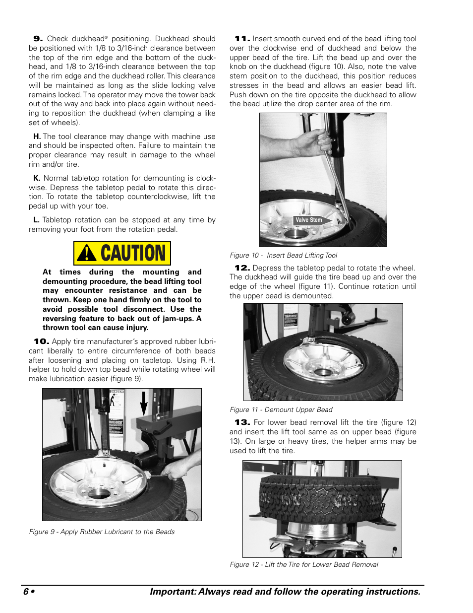 Caution | COATS 9024E Tire Changer User Manual | Page 10 / 28