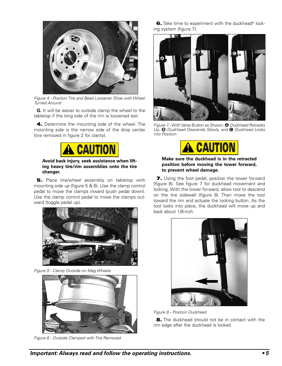 Caution | COATS 9024E Tire Changer User Manual | Page 9 / 28