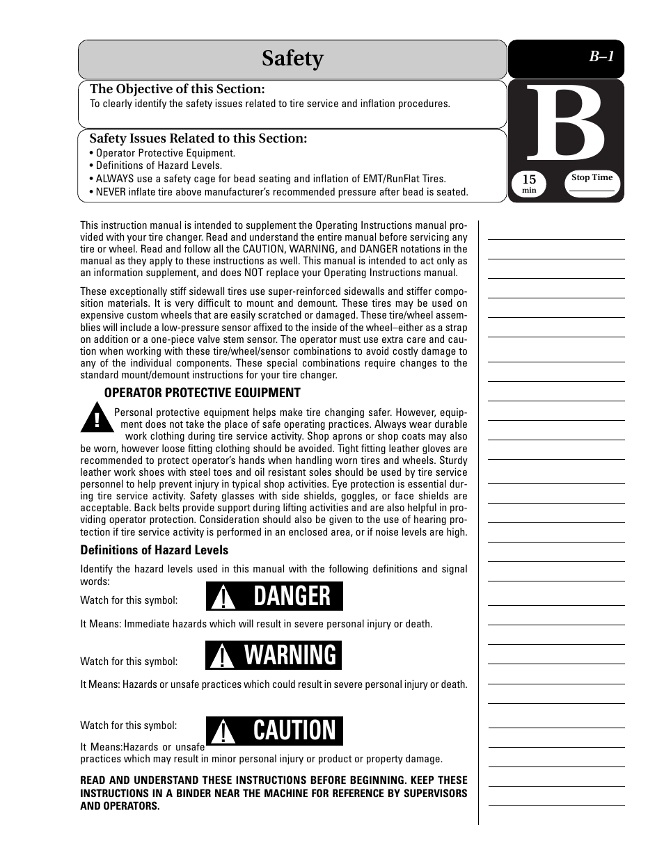 Danger, Warning, Caution | Safety | COATS Extended Mobility (EMT) RunFlat Tires User Manual | Page 11 / 48