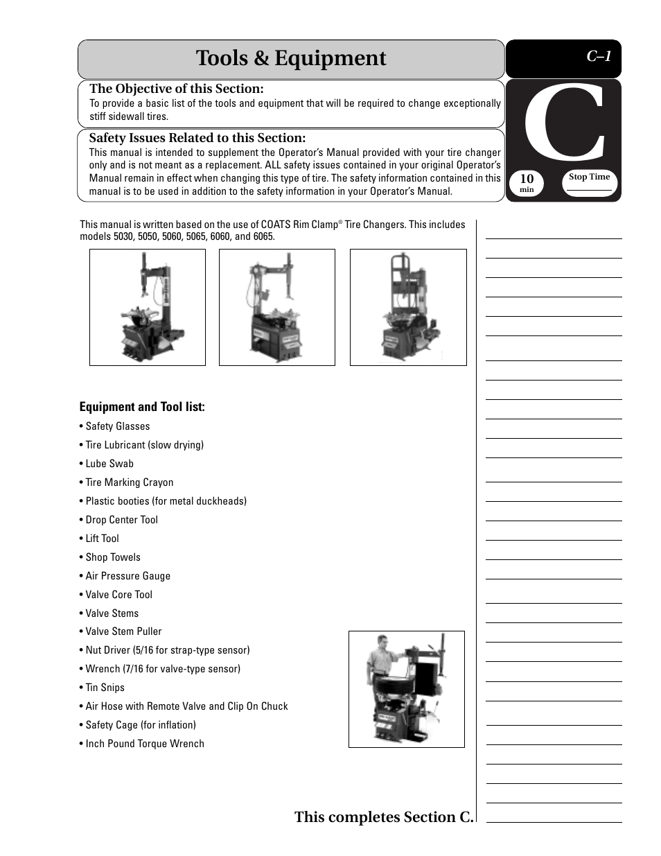 Tools & equipment | COATS Extended Mobility (EMT) RunFlat Tires User Manual | Page 13 / 48
