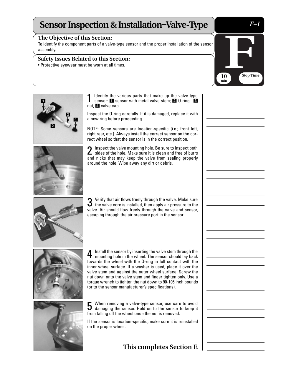 Sensor inspection & installation–valve-type | COATS Extended Mobility (EMT) RunFlat Tires User Manual | Page 19 / 48