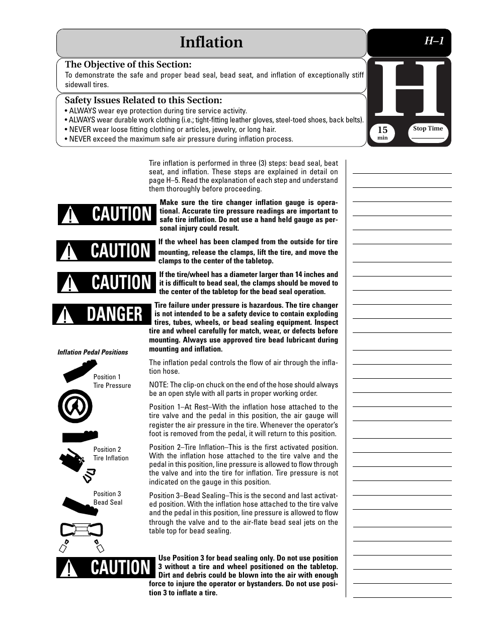 Caution, Danger, Inflation | COATS Extended Mobility (EMT) RunFlat Tires User Manual | Page 23 / 48