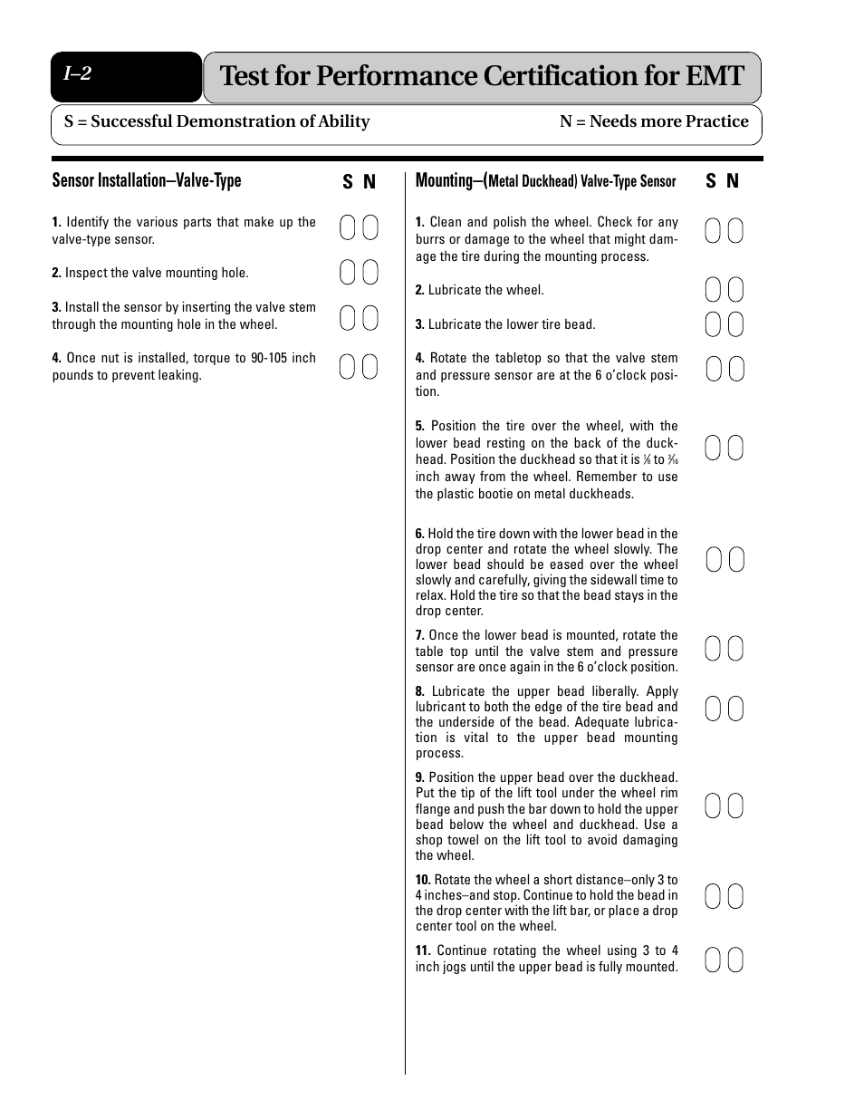 Test for performance certification for emt, Sensor installation–valve-type, Mounting | COATS Extended Mobility (EMT) RunFlat Tires User Manual | Page 30 / 48