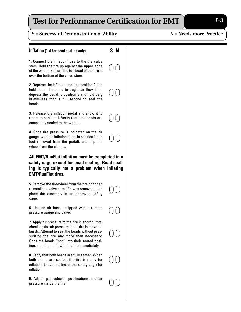 Test for performance certification for emt | COATS Extended Mobility (EMT) RunFlat Tires User Manual | Page 31 / 48