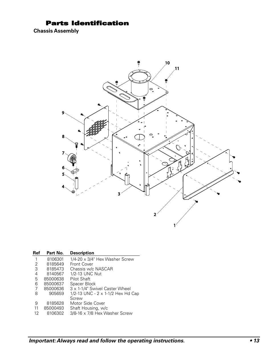 Parts identification | COATS Pit Tire Changer User Manual | Page 17 / 28