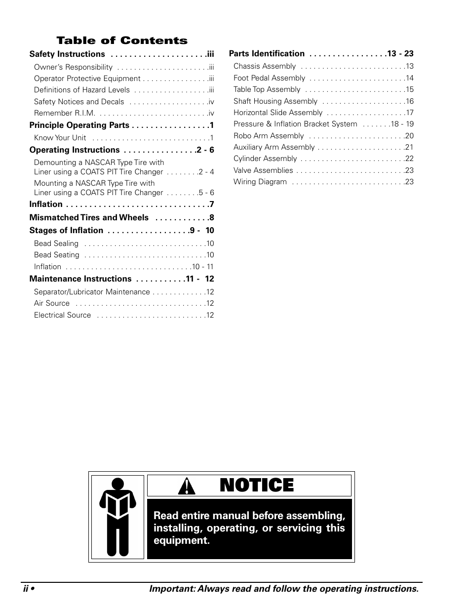 COATS Pit Tire Changer User Manual | Page 2 / 28
