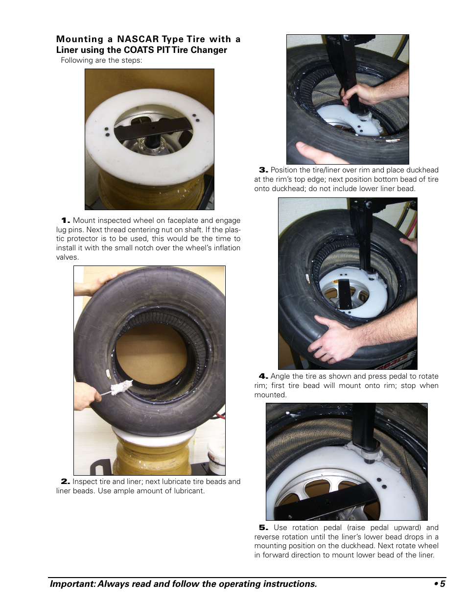 COATS Pit Tire Changer User Manual | Page 9 / 28