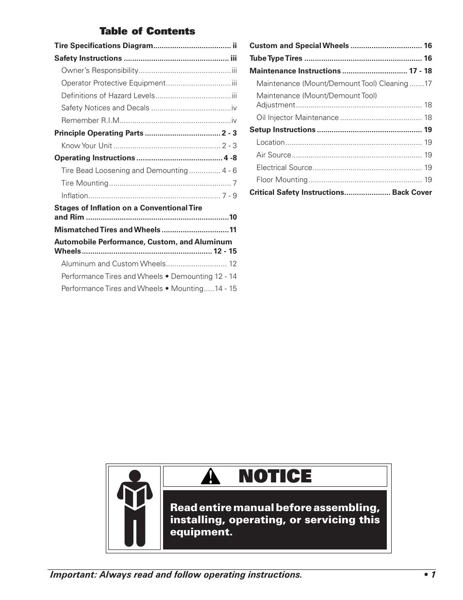 COATS RC-100 Tire Changer User Manual | Page 5 / 24