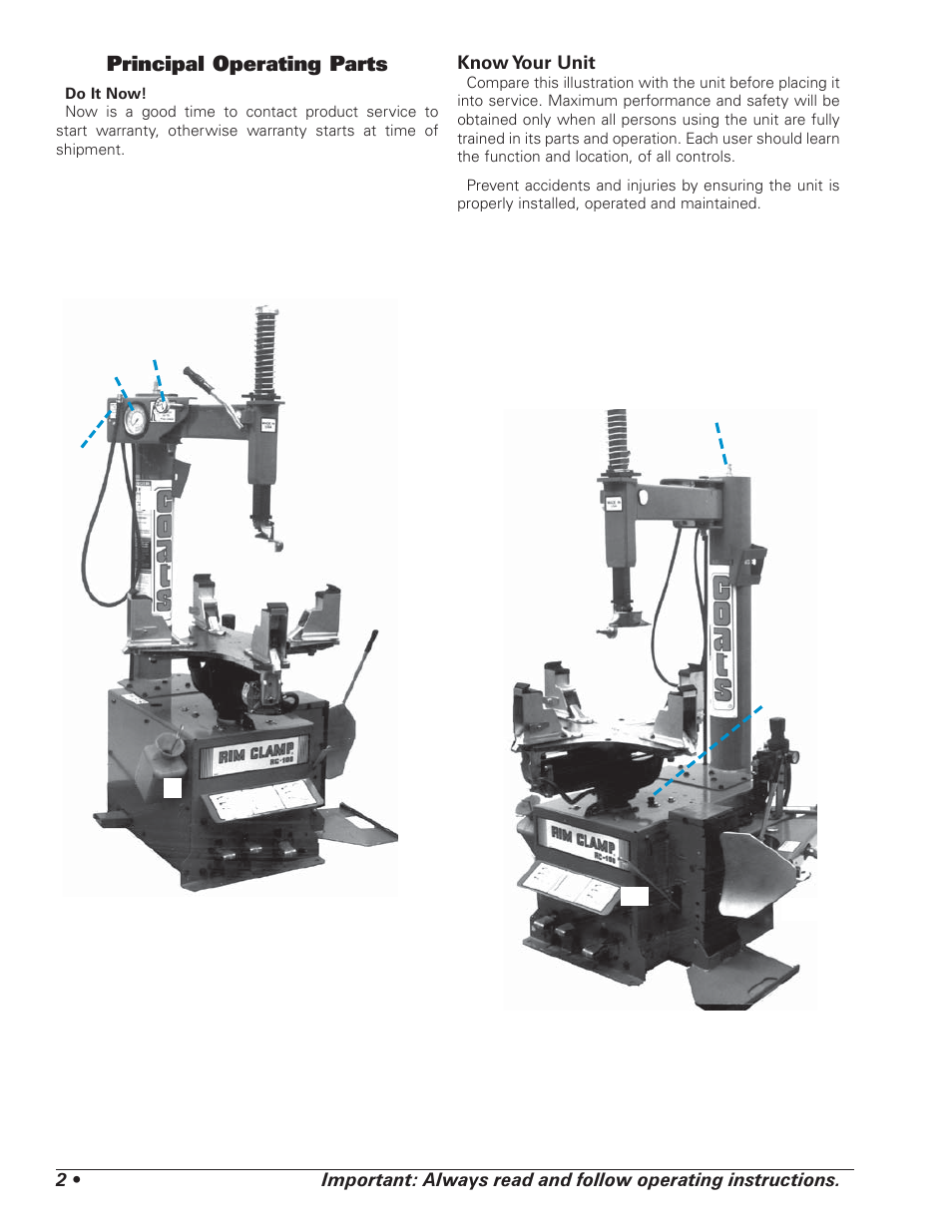 COATS RC-100 Tire Changer User Manual | Page 6 / 24
