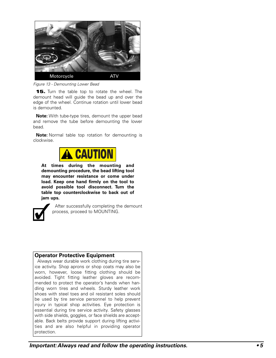Caution | COATS RC-50M Rim Clamp Tire Changer User Manual | Page 9 / 16