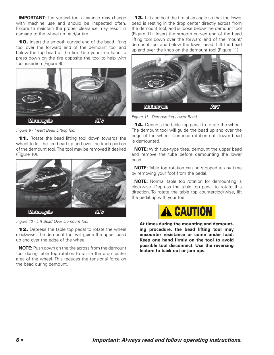 Caution | COATS RC150EX, RC200EX Tire Changer User Manual | Page 10 / 32