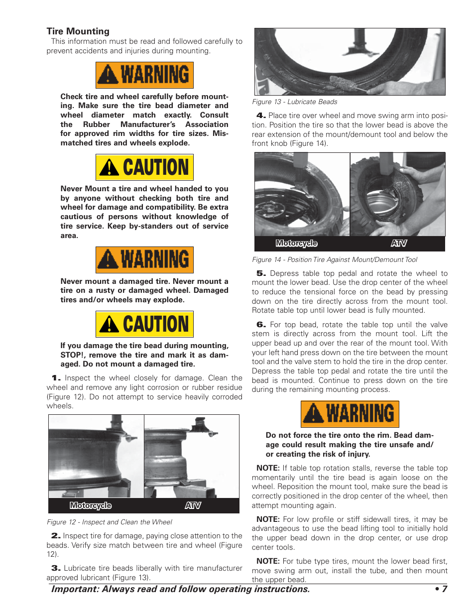 Caution | COATS RC150EX, RC200EX Tire Changer User Manual | Page 11 / 32