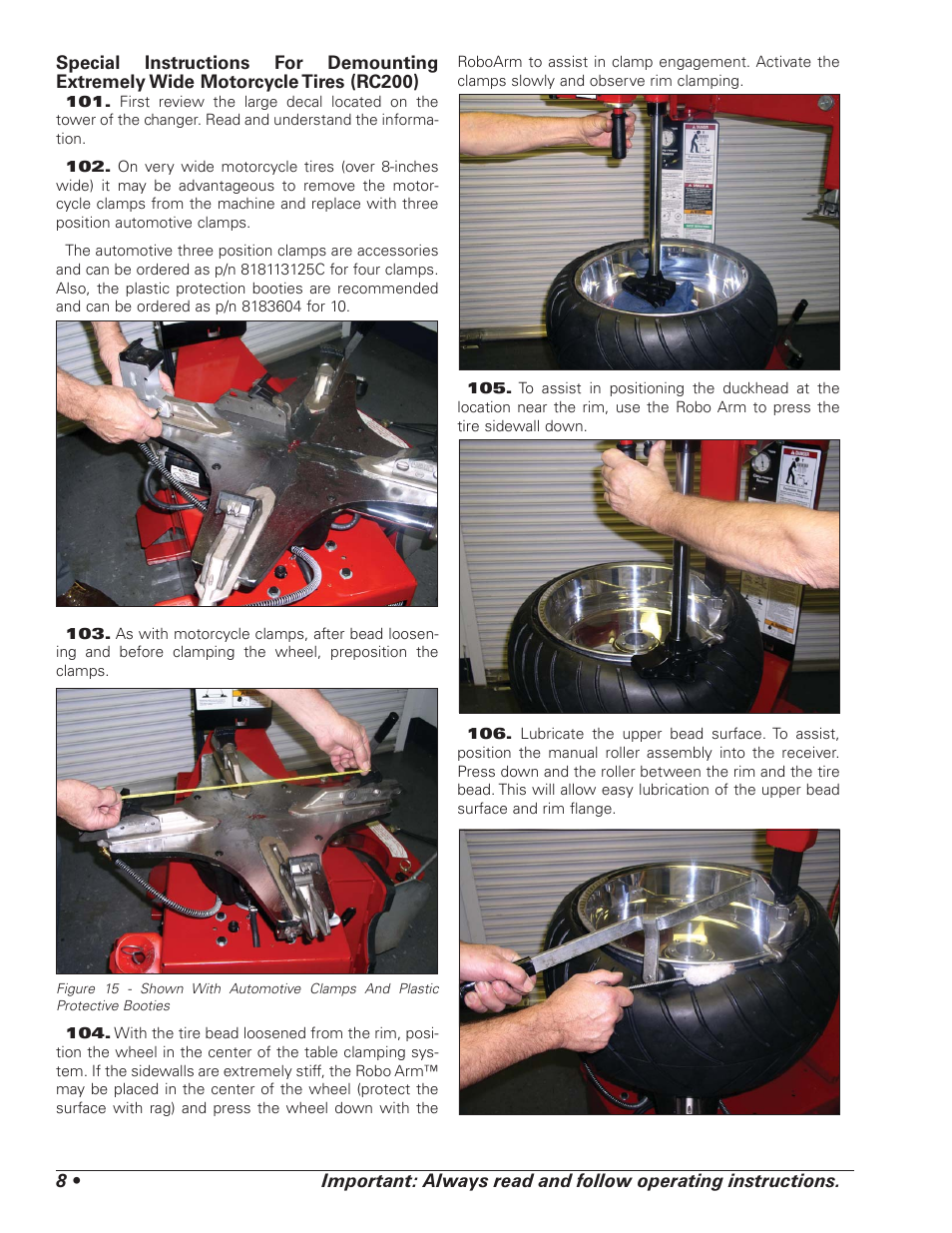 COATS RC150EX, RC200EX Tire Changer User Manual | Page 12 / 32