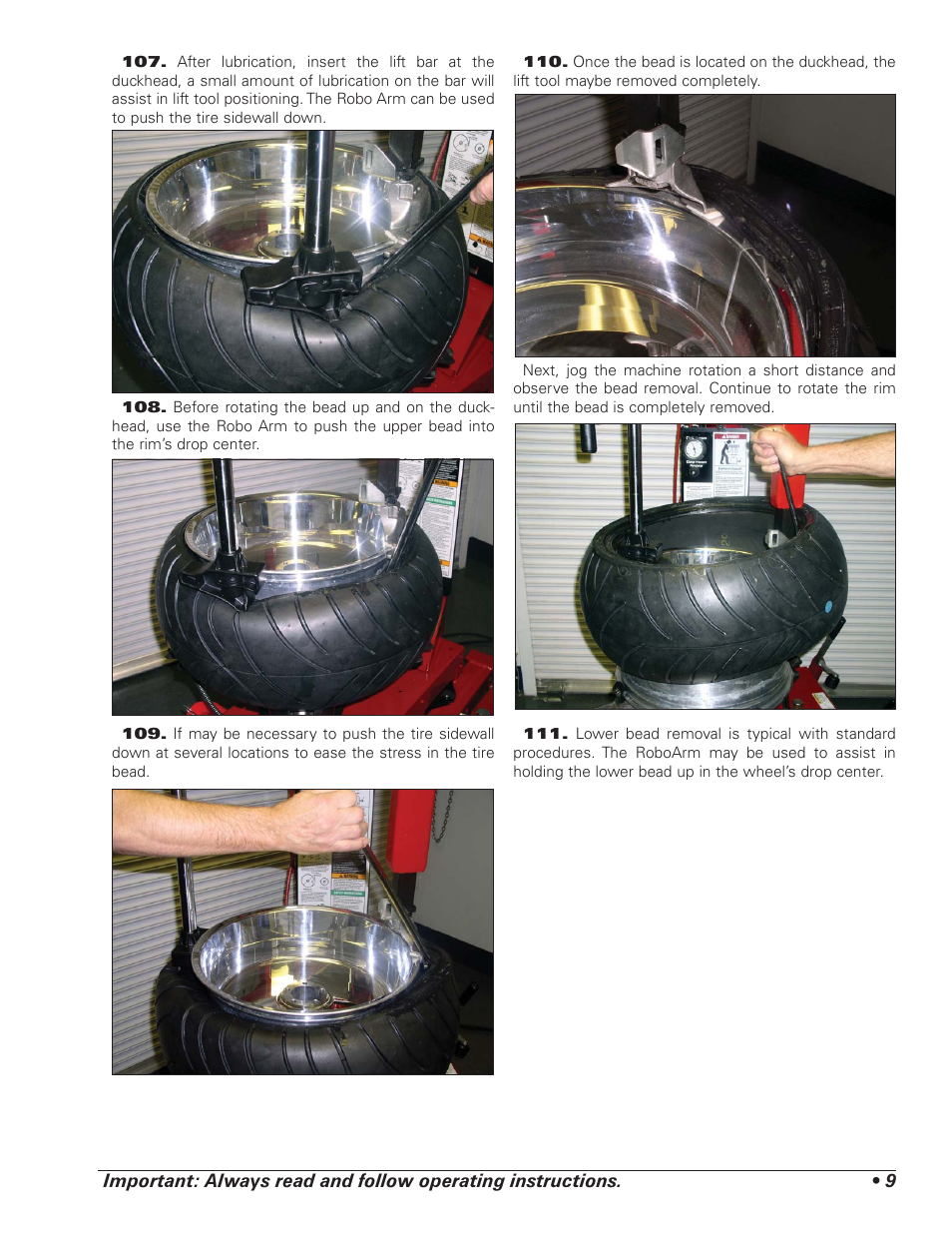 COATS RC150EX, RC200EX Tire Changer User Manual | Page 13 / 32