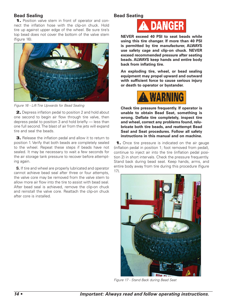 COATS RC150EX, RC200EX Tire Changer User Manual | Page 18 / 32