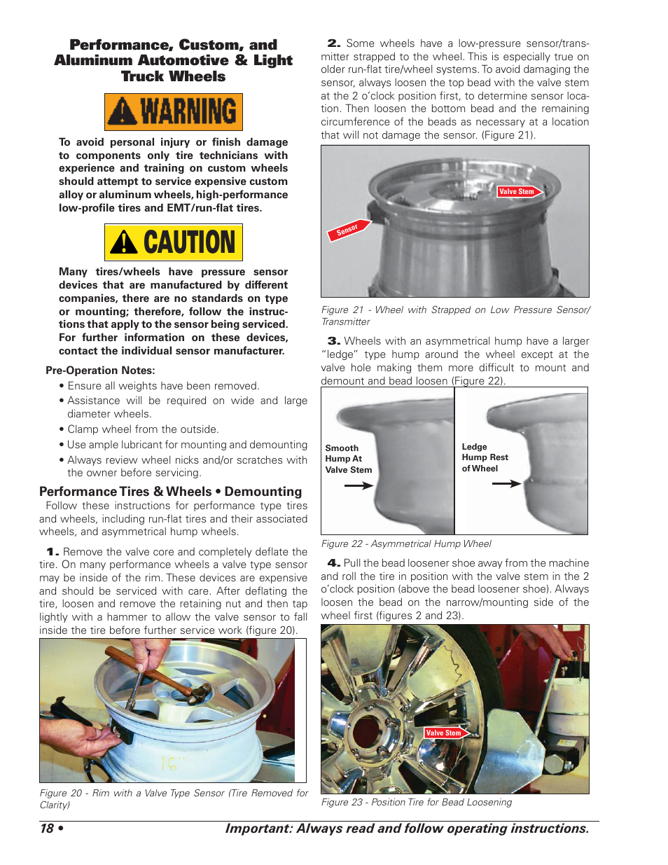 Caution | COATS RC150EX, RC200EX Tire Changer User Manual | Page 22 / 32