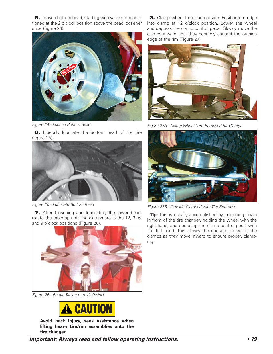 Caution | COATS RC150EX, RC200EX Tire Changer User Manual | Page 23 / 32