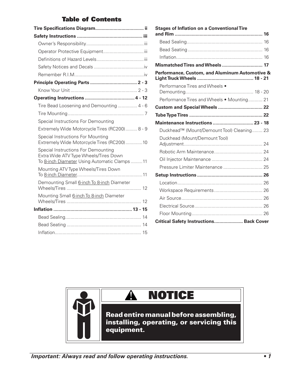 COATS RC150EX, RC200EX Tire Changer User Manual | Page 5 / 32