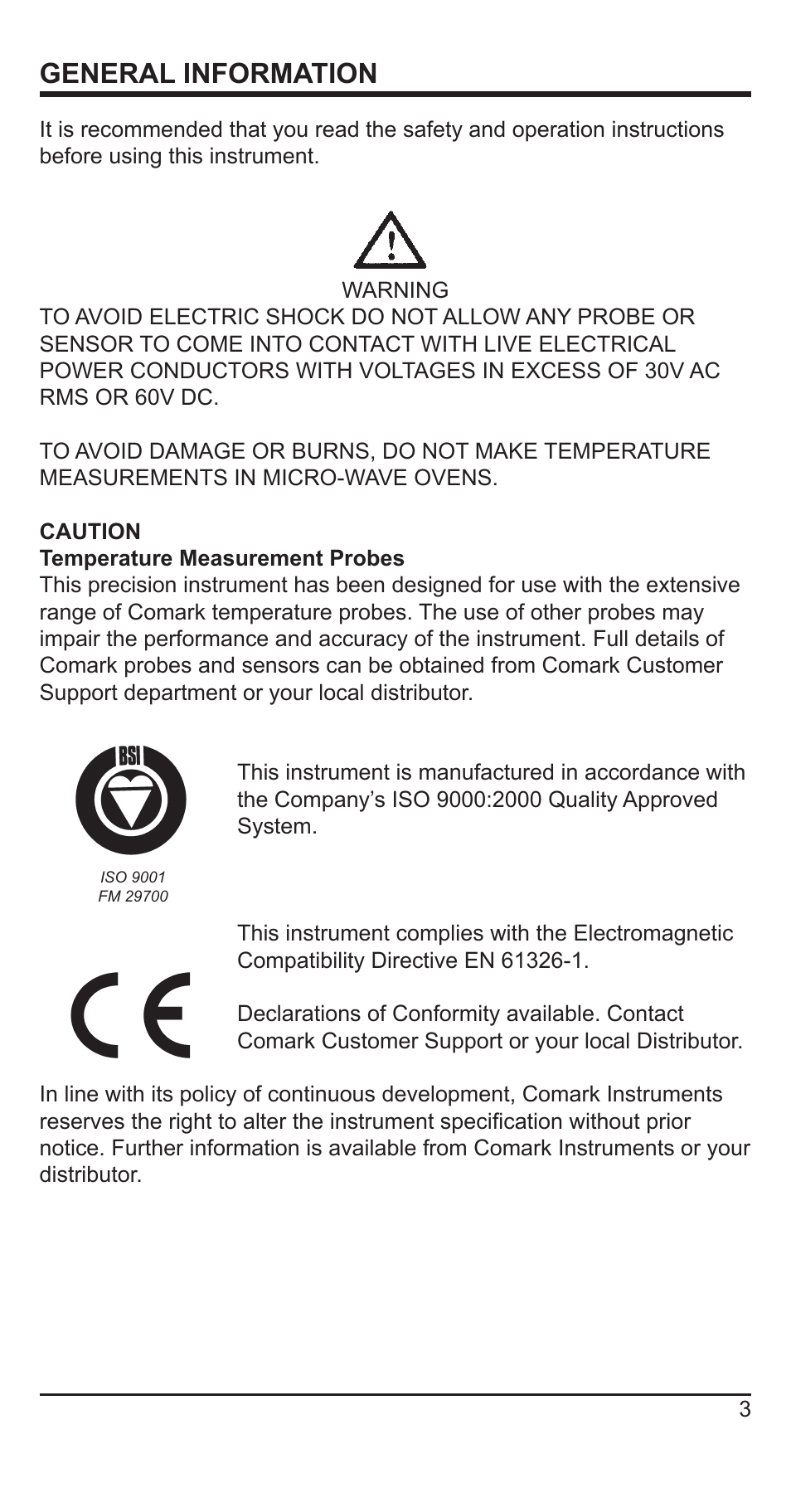 General information | Comark N9005 User Manual | Page 4 / 18