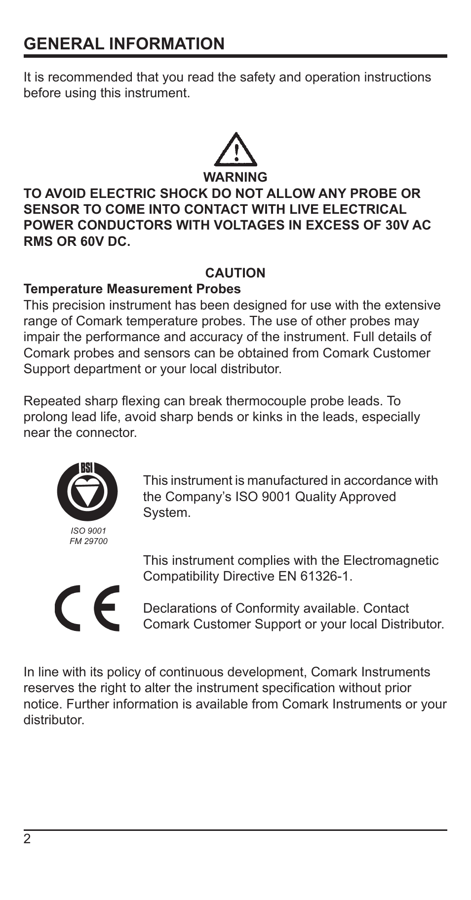 General information | Comark N9002 User Manual | Page 3 / 14