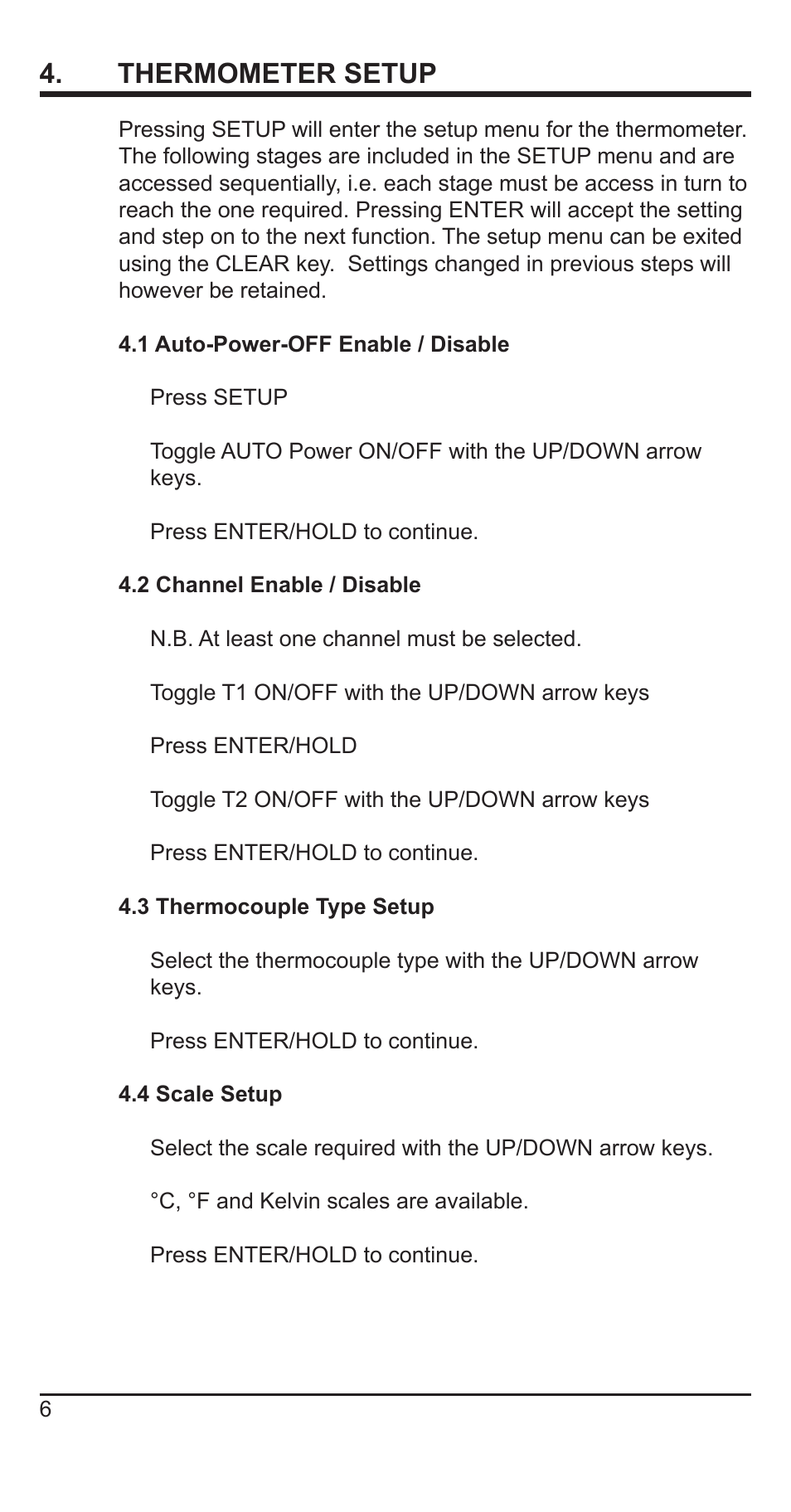 Thermometer setup | Comark N9002 User Manual | Page 7 / 14