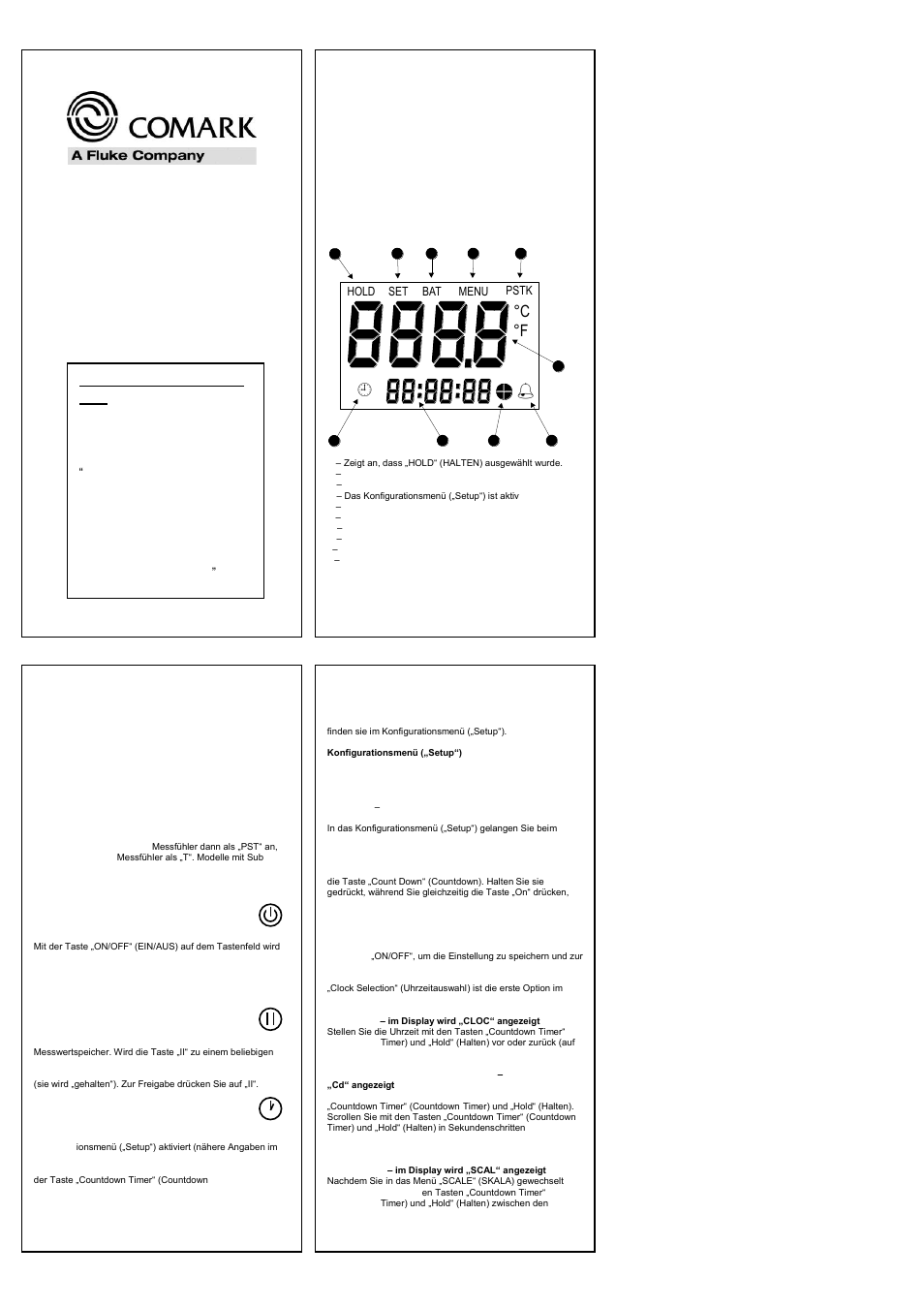 C °f, Gilt nur für das modell c22 | Comark C21 User Manual | Page 5 / 9