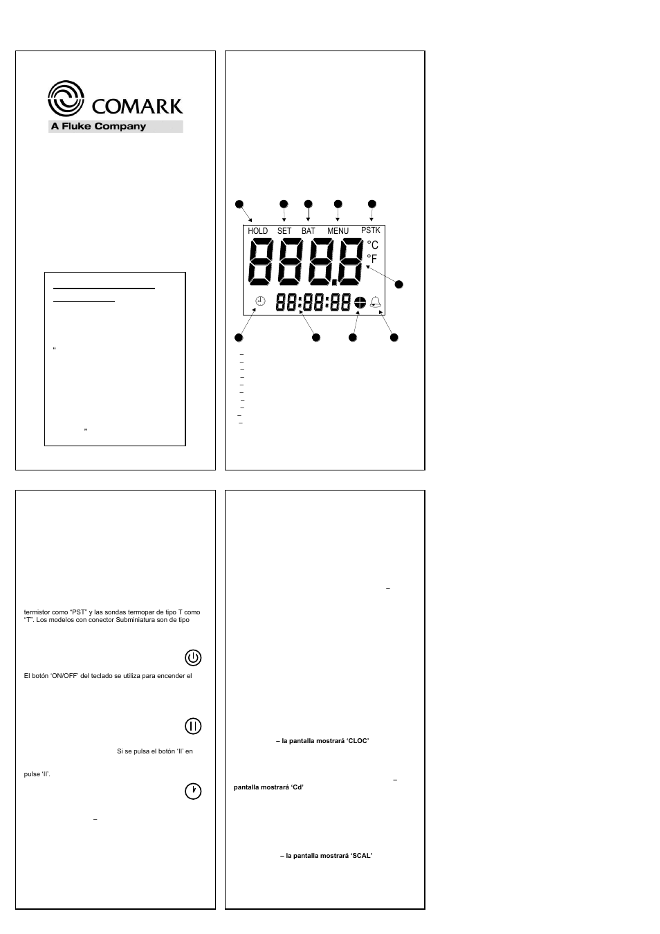 C °f, Para el modelo c22 únicamente | Comark C21 User Manual | Page 7 / 9