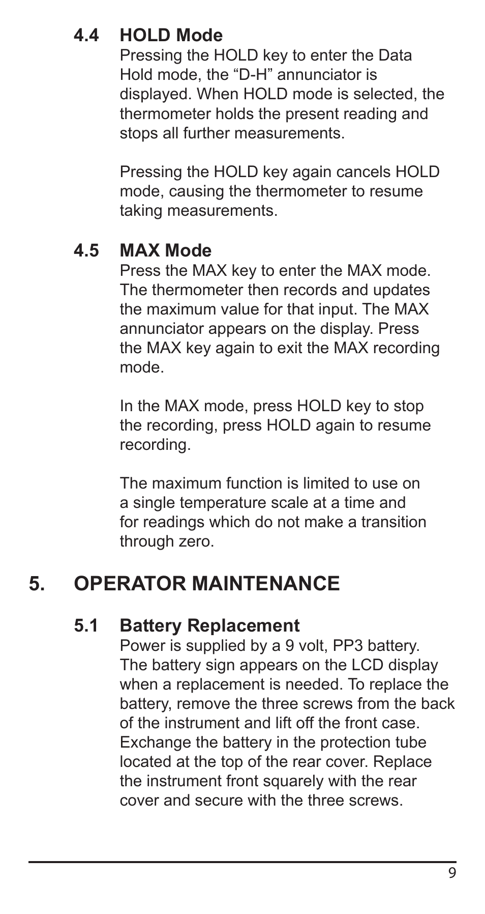 Operator maintenance | Comark KM340 User Manual | Page 10 / 42