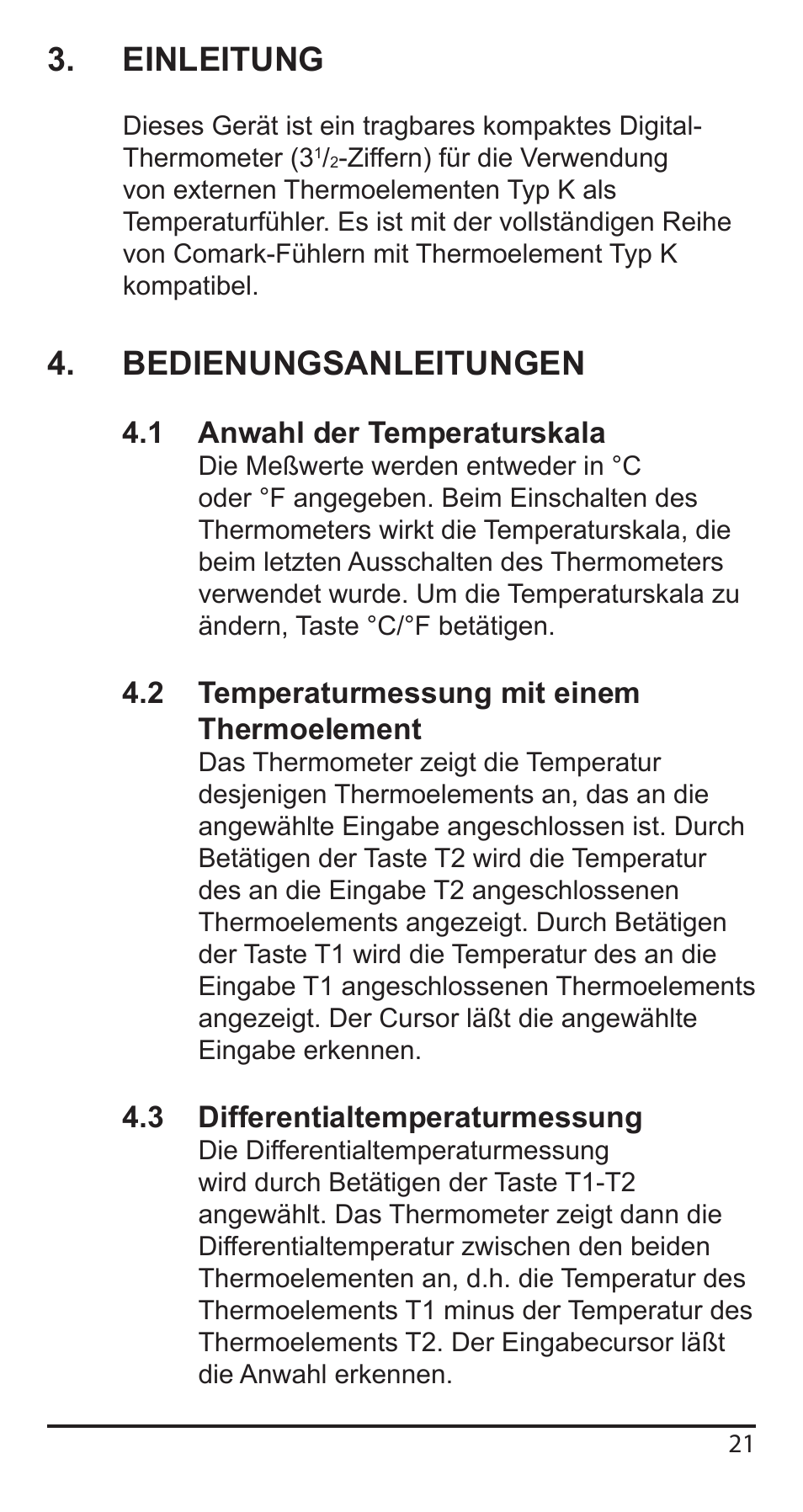 Einleitung, Bedienungsanleitungen | Comark KM340 User Manual | Page 22 / 42