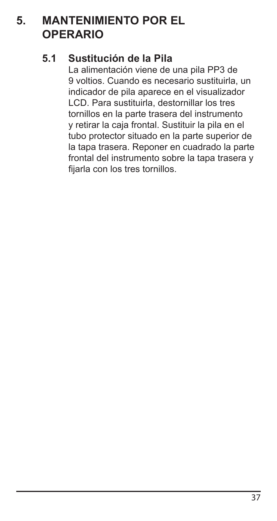Mantenimiento por el operario | Comark KM340 User Manual | Page 38 / 42