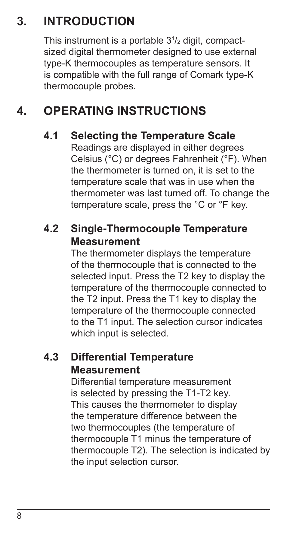 Introduction, Operating instructions | Comark KM340 User Manual | Page 9 / 42