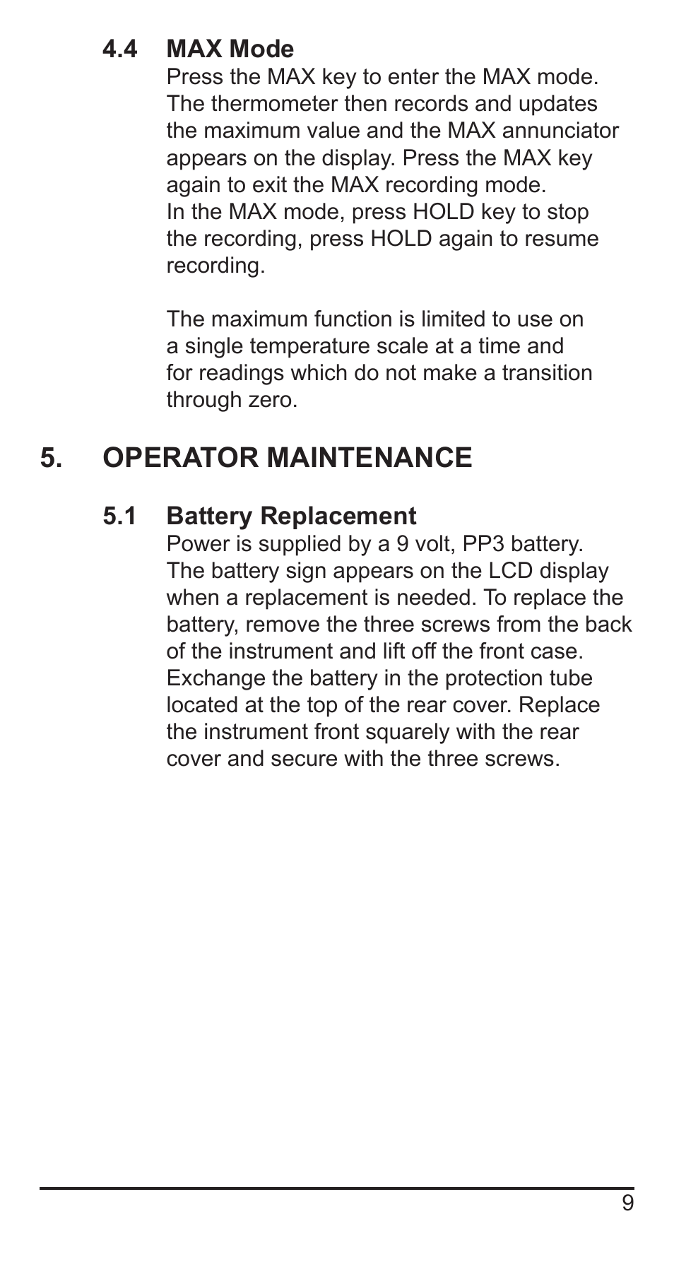 Operator maintenance | Comark KM330 User Manual | Page 10 / 42