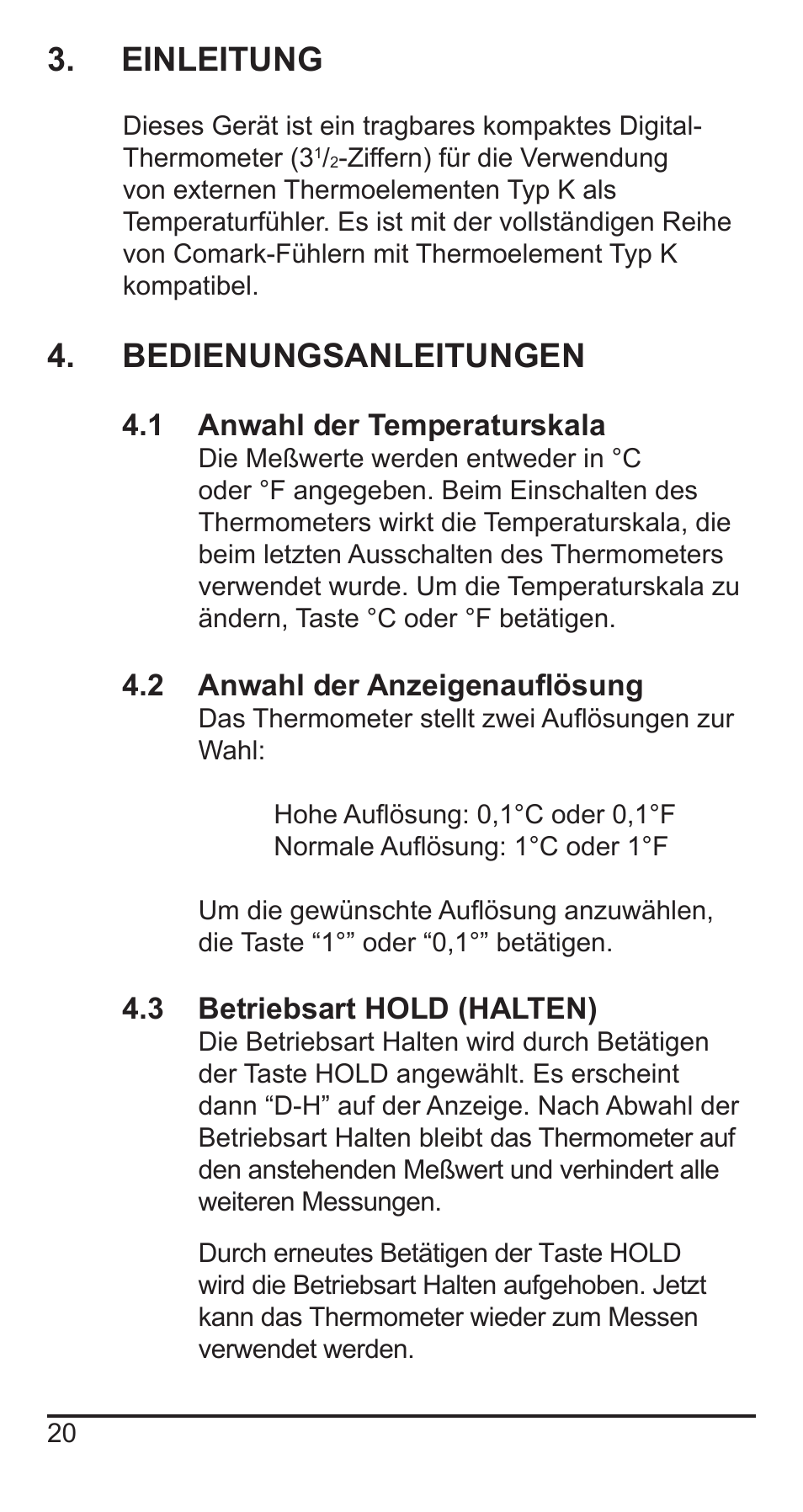 Einleitung, Bedienungsanleitungen | Comark KM330 User Manual | Page 21 / 42