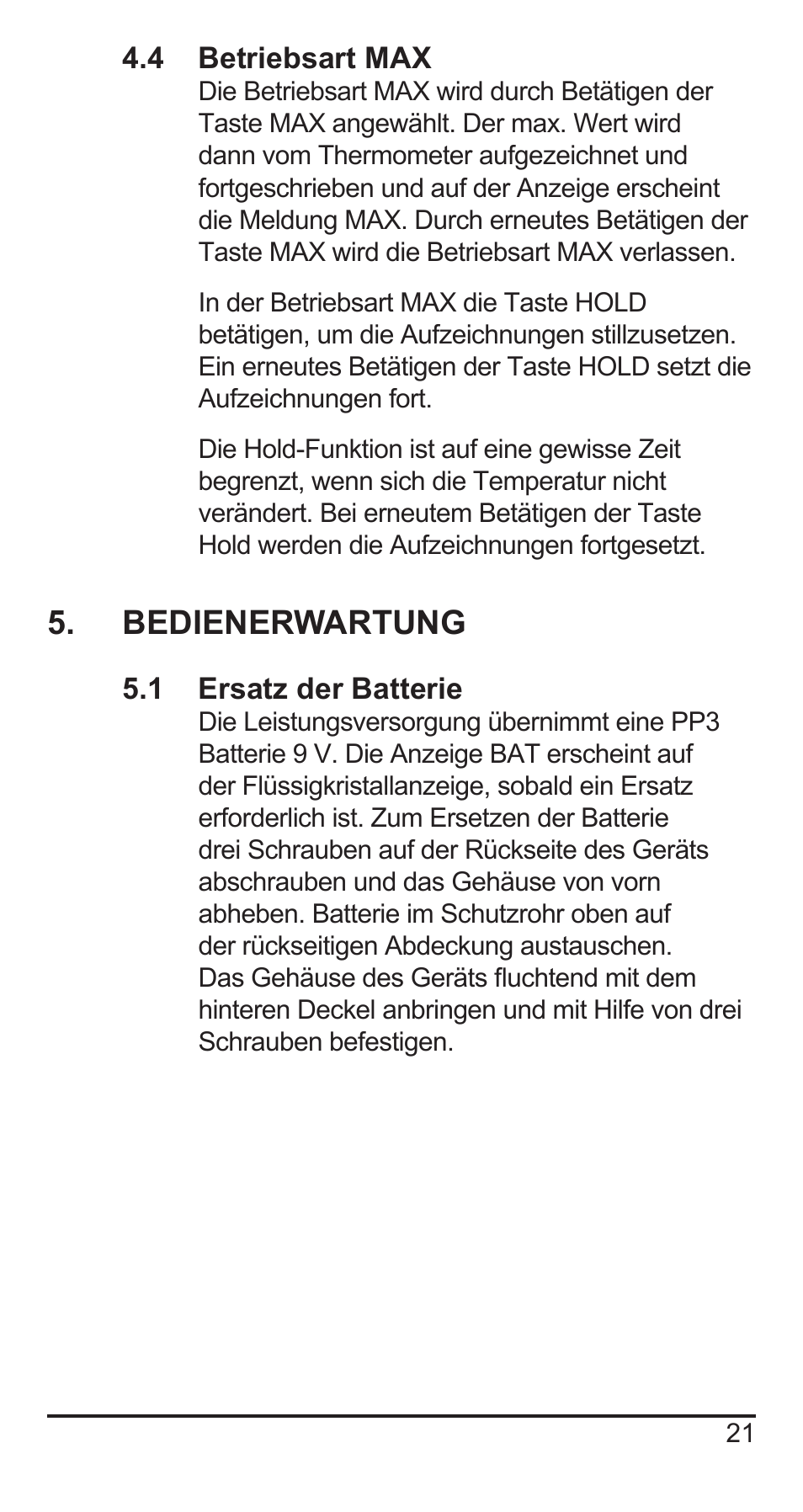 Bedienerwartung | Comark KM330 User Manual | Page 22 / 42
