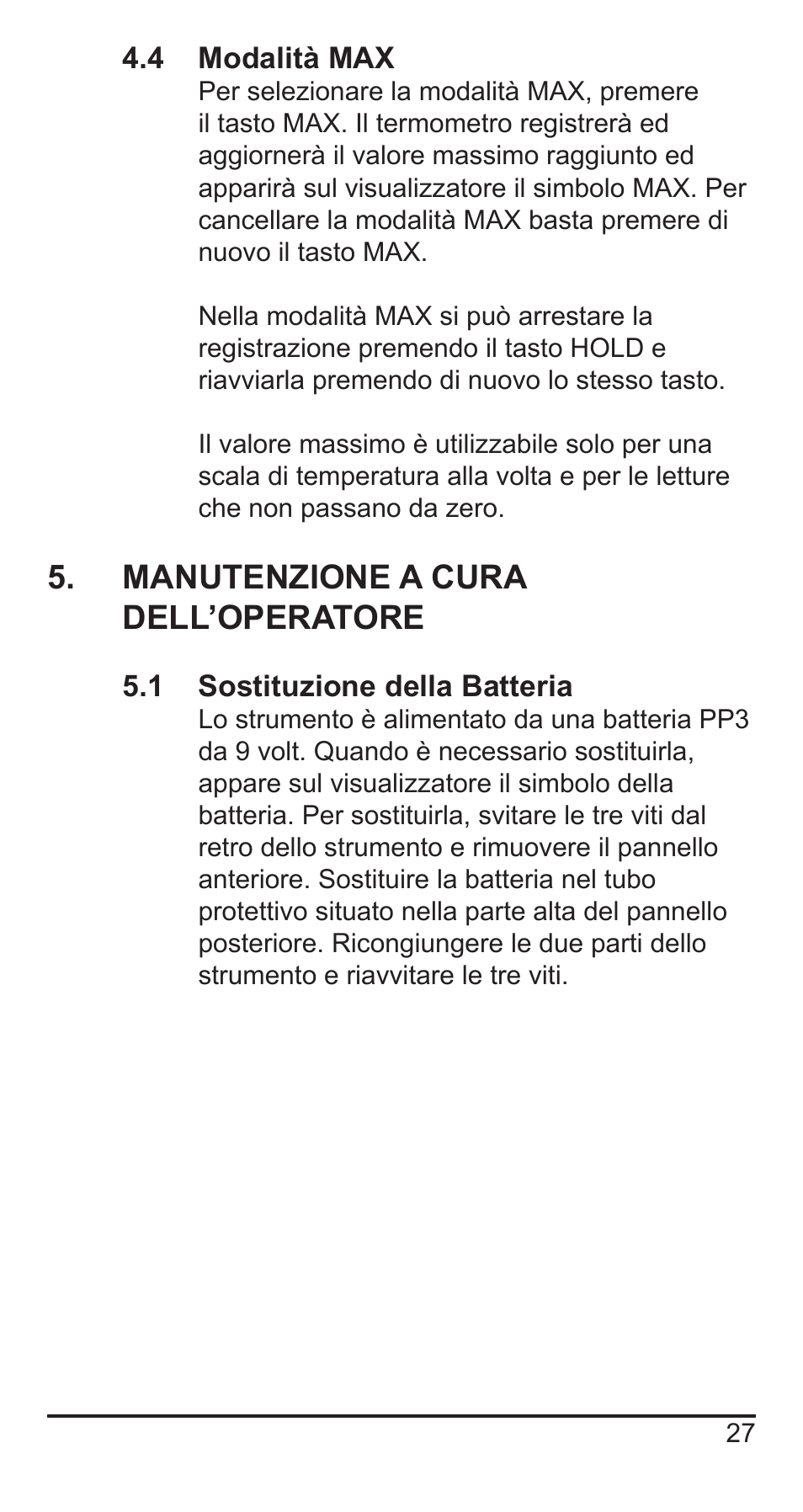 Manutenzione a cura dell’operatore | Comark KM330 User Manual | Page 28 / 42