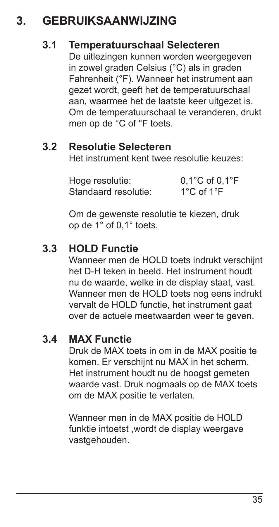 Gebruiksaanwijzing | Comark KM330 User Manual | Page 36 / 42