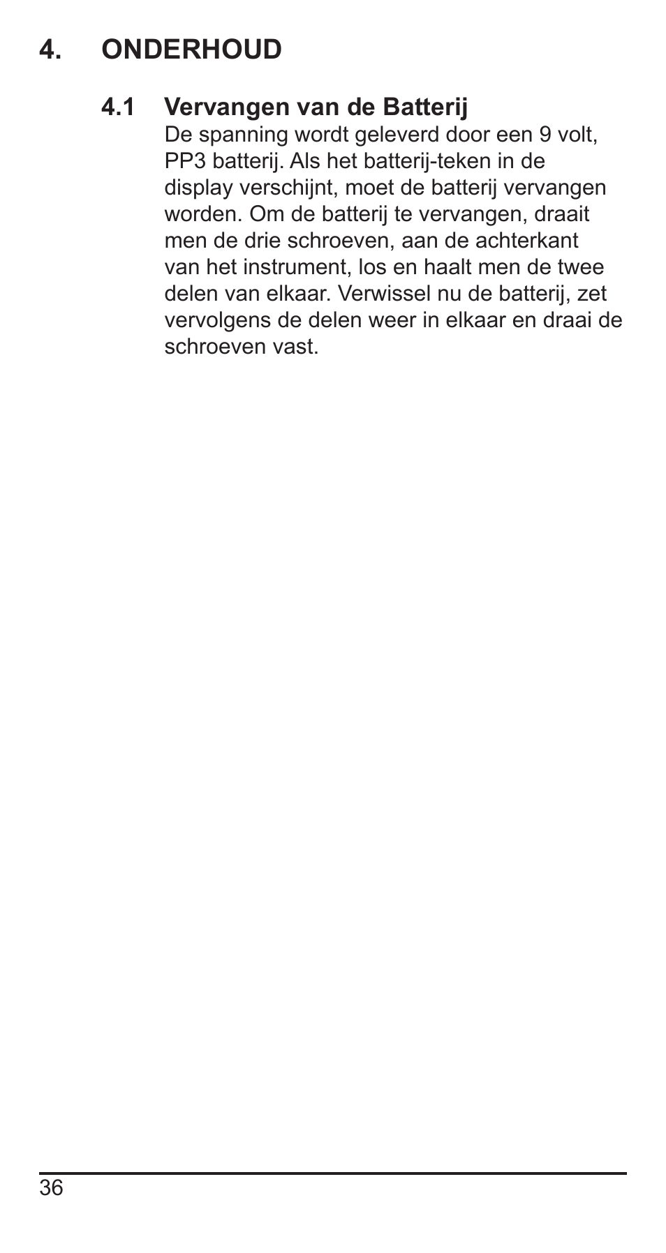 Onderhoud | Comark KM330 User Manual | Page 37 / 42