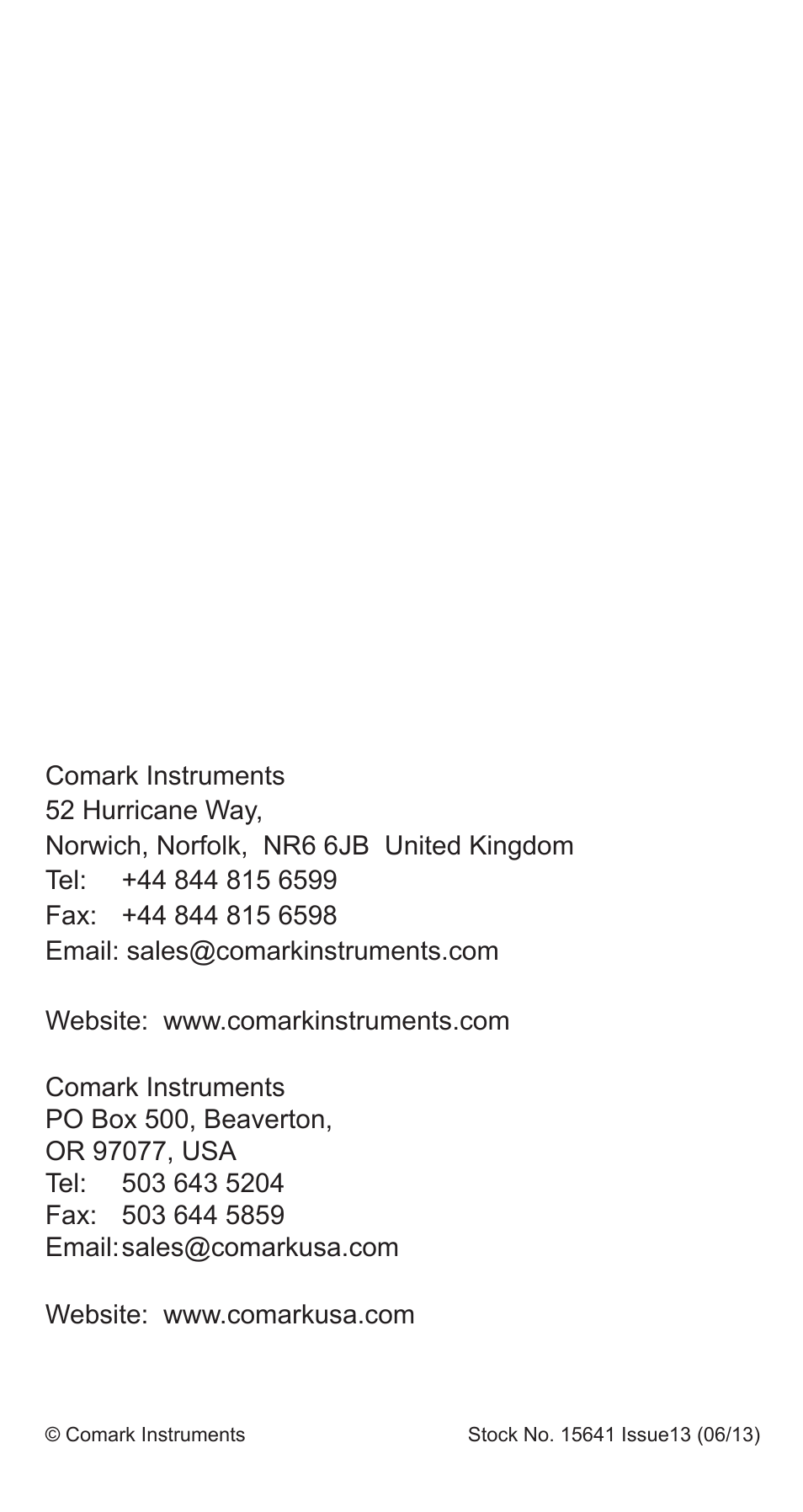 15641-13fc km330 cover | Comark KM330 User Manual | Page 42 / 42