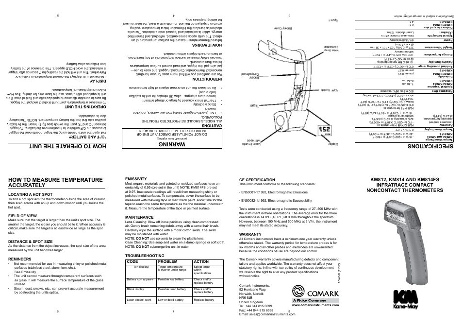 Comark KM814FS User Manual | 1 page