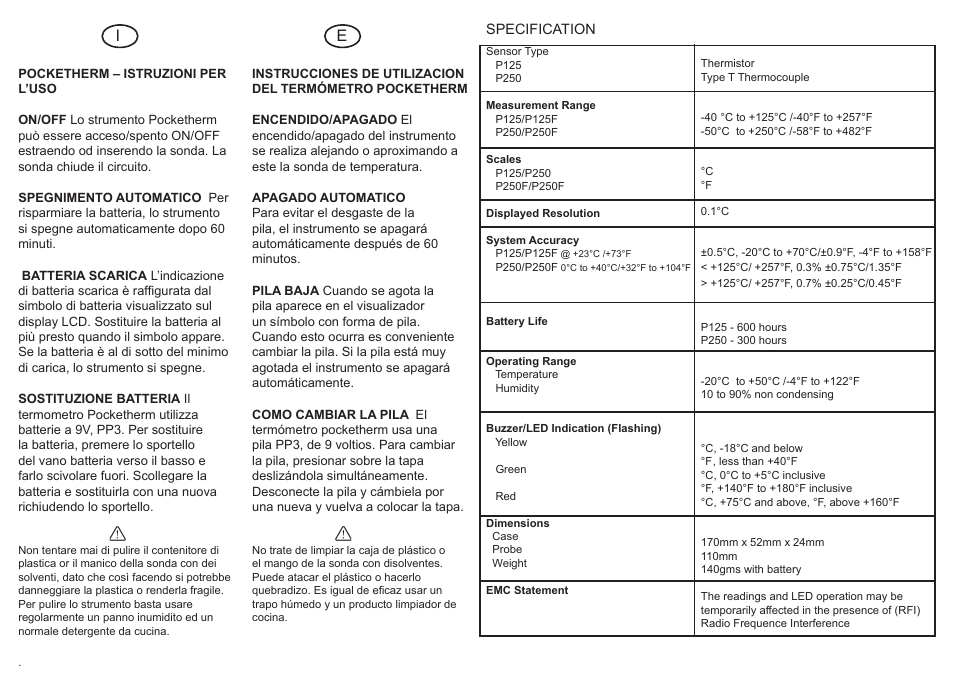 Comark Pocketherm User Manual | Page 2 / 2