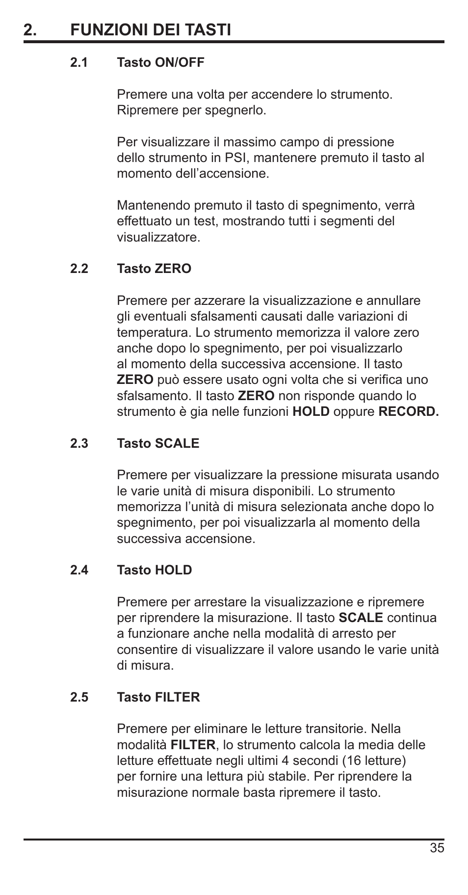 2 . funzioni dei tasti | Comark C9551 User Manual | Page 36 / 54