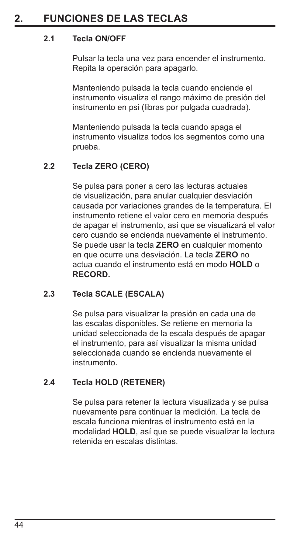 2 . funciones de las teclas | Comark C9551 User Manual | Page 45 / 54