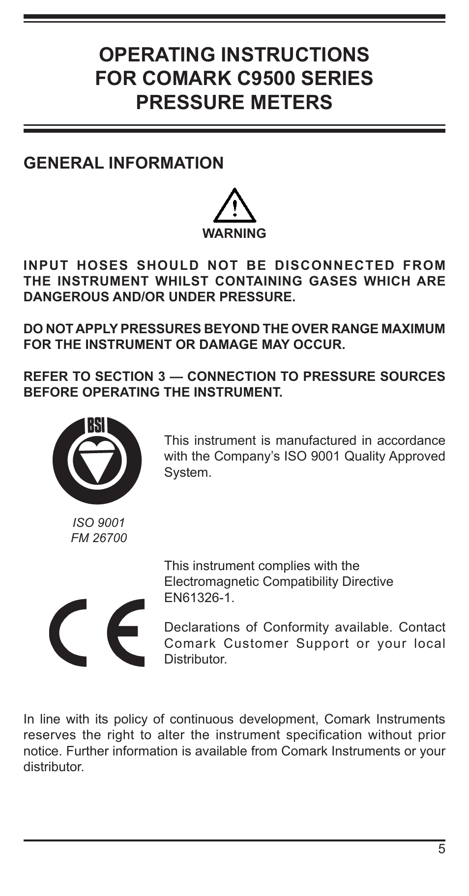 General information | Comark C9551 User Manual | Page 6 / 54