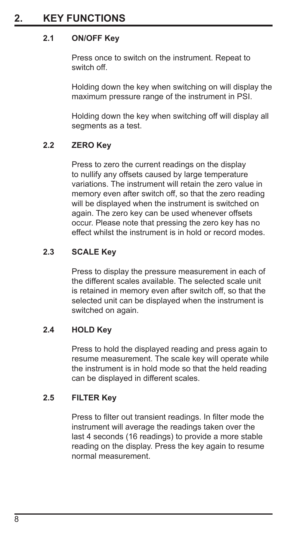 2 . key functions | Comark C9551 User Manual | Page 9 / 54