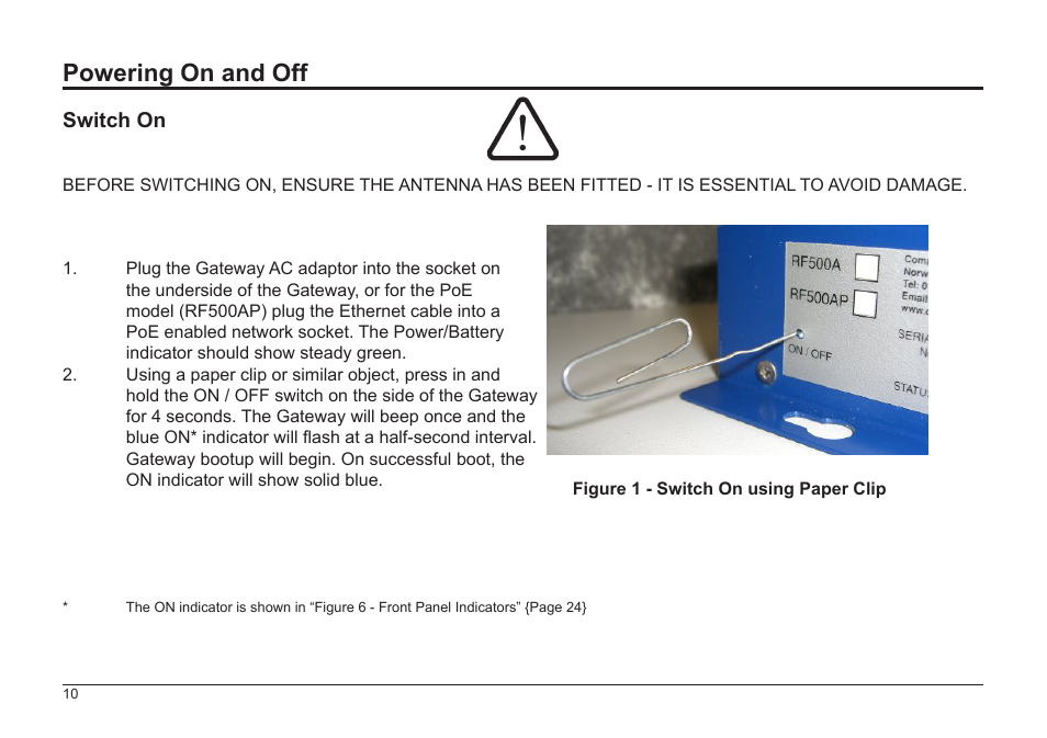 Powering on and off | Comark RF500A User Manual | Page 11 / 66